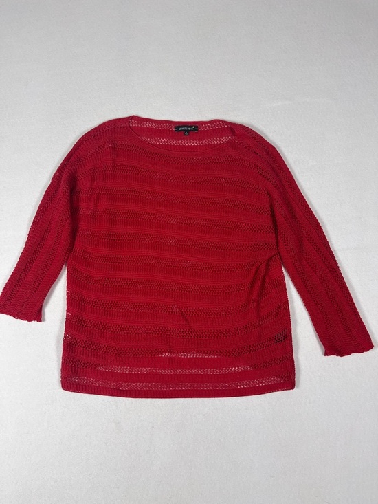 Lafayette 148 New York Tops - Lafayette 148 Linen Blouse Women's Large Red Open Knit